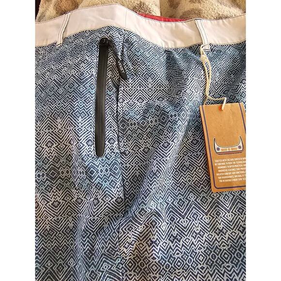 NWT Vast Mens Boardshorts Blue White Pattern Size 36 Swim Surf Waterboarding - Picture 3 of 7
